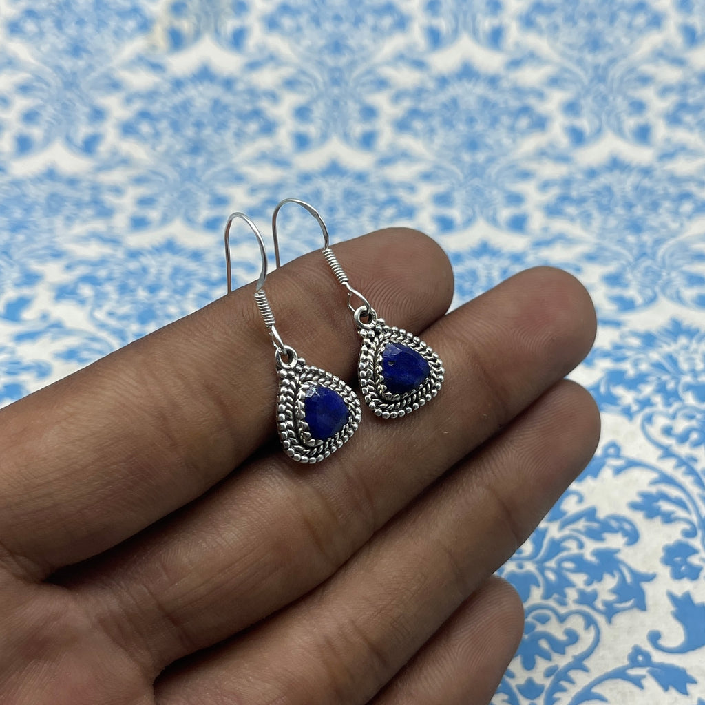 Natural Lapis Lazuli 925 Sterling Silver Earrings – Fine Handcrafted Jewelry