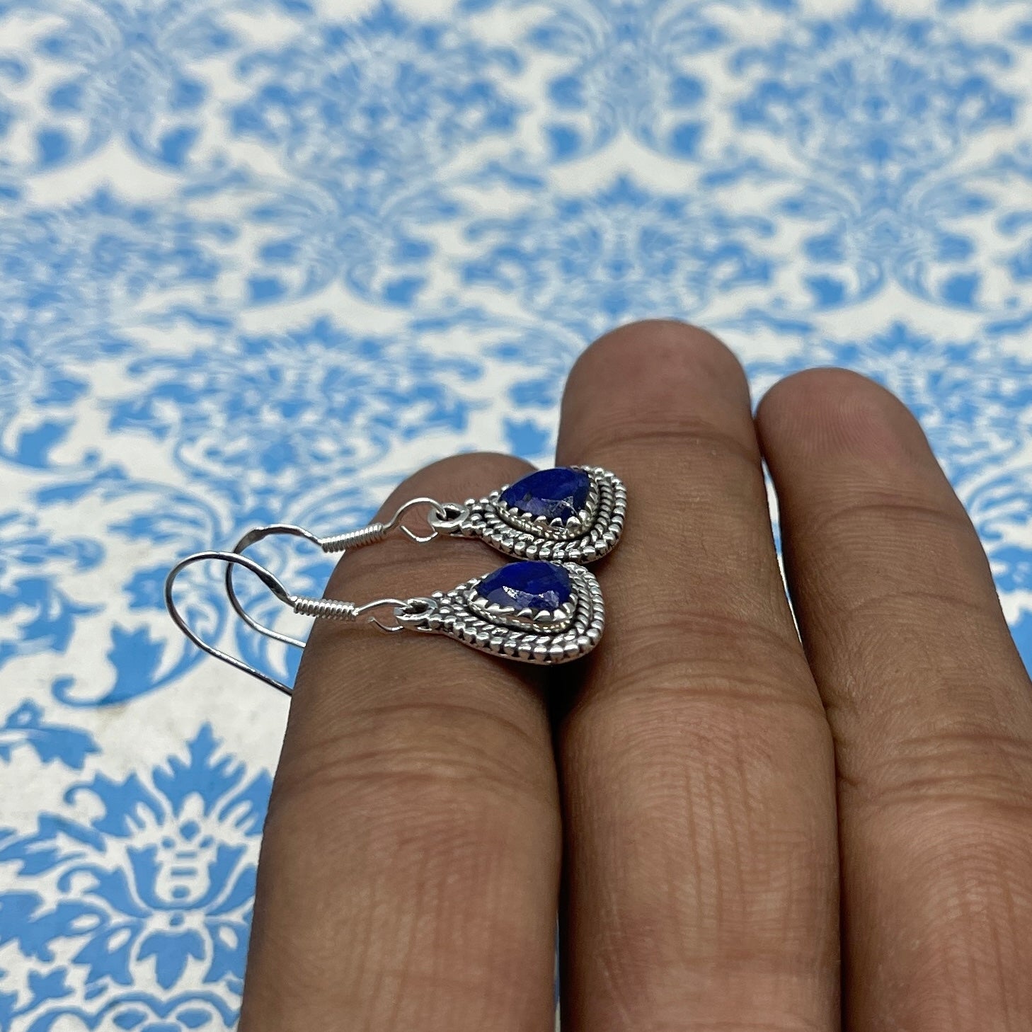 Natural Lapis Lazuli 925 Sterling Silver Earrings – Fine Handcrafted Jewelry
