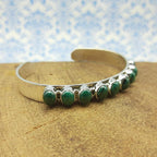 Natural Malachite Oval Shape Bracelet Handmade 925 Sterling Silver Jewelry