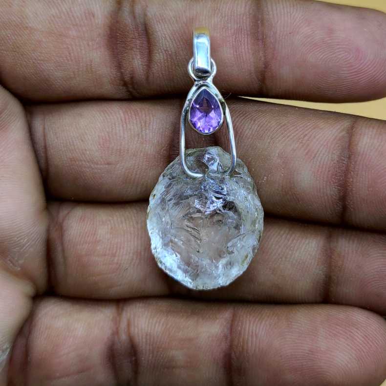 Raw Citrine 925 Silver Wire Wrapped Boho Pendant Necklace