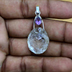 Raw Citrine 925 Silver Wire Wrapped Boho Pendant Necklace