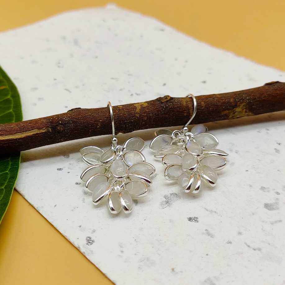 Artisan 925 Silver Moonstone GemStone Statement Earrings