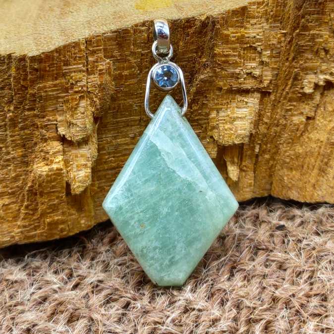 Amazonite 925 Silver Wire Wrapped Boho Pendant Necklace