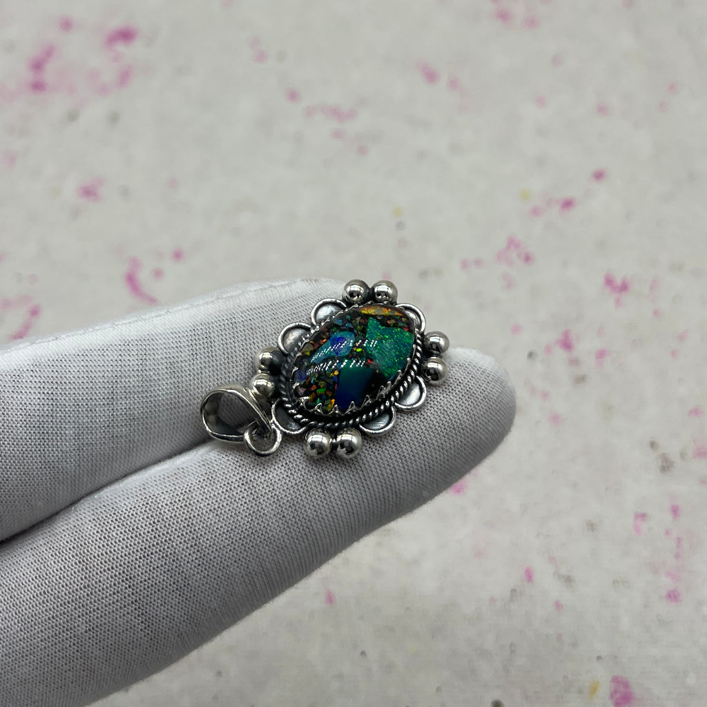 Glass Resin 925 Sterling Silver Handmade Pendant | Minimal Artistic Jewelry