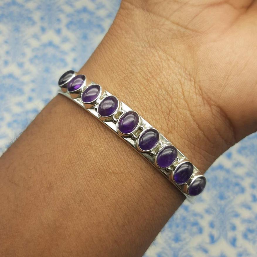 Classic Handmade 925 Sterling Silver Amethyst Bracelet Timeless Design