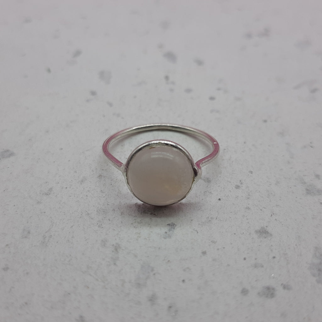 Moonstone 925 Silver Bezel Simple Ring For Women