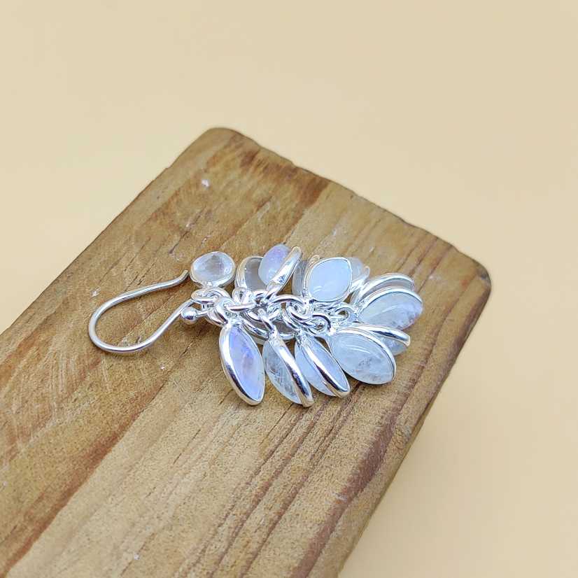 Artisan 925 Silver Moonstone GemStone Statement Earrings