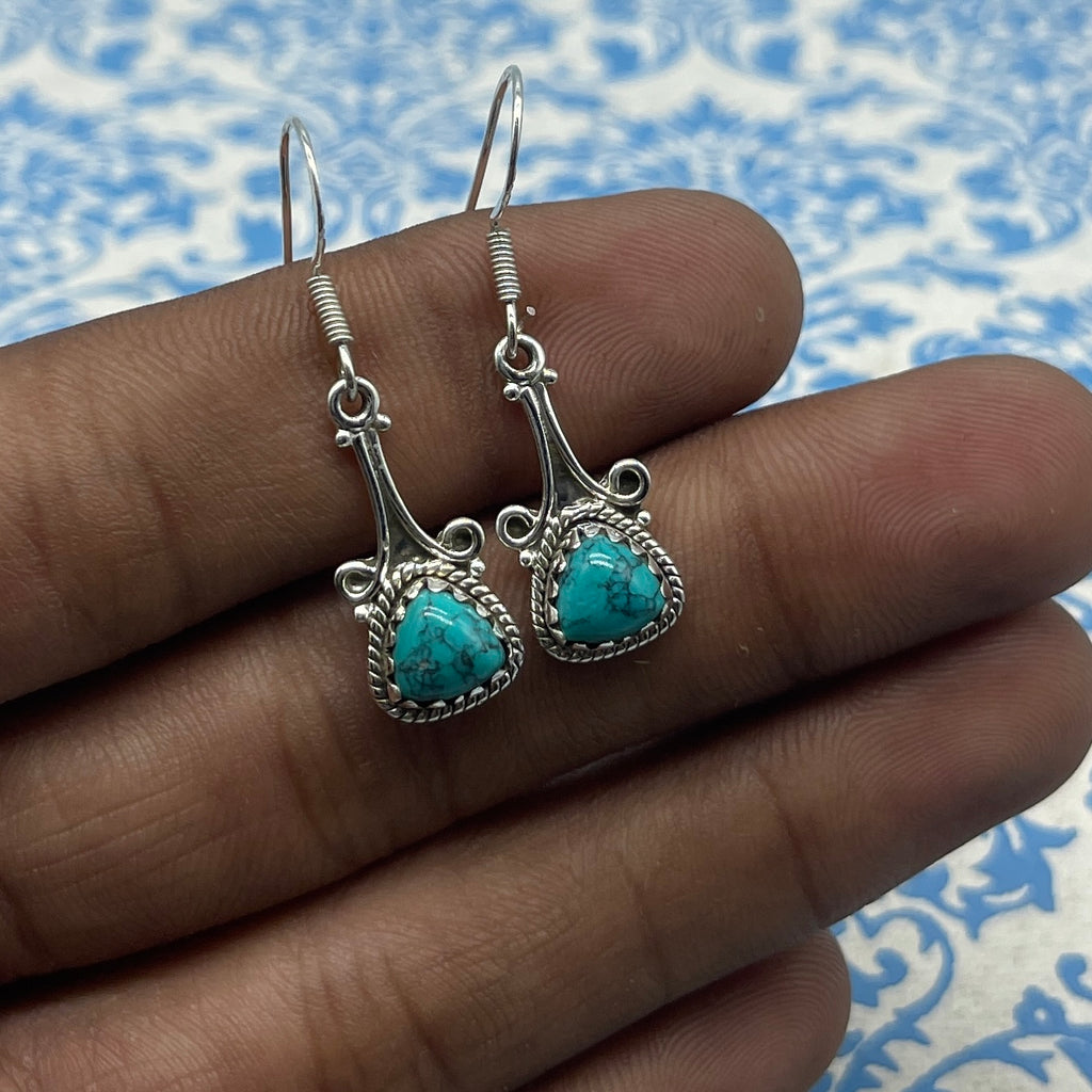 Natural Turquoise 925 Sterling Silver Earrings – Fine Handcrafted Jewelry