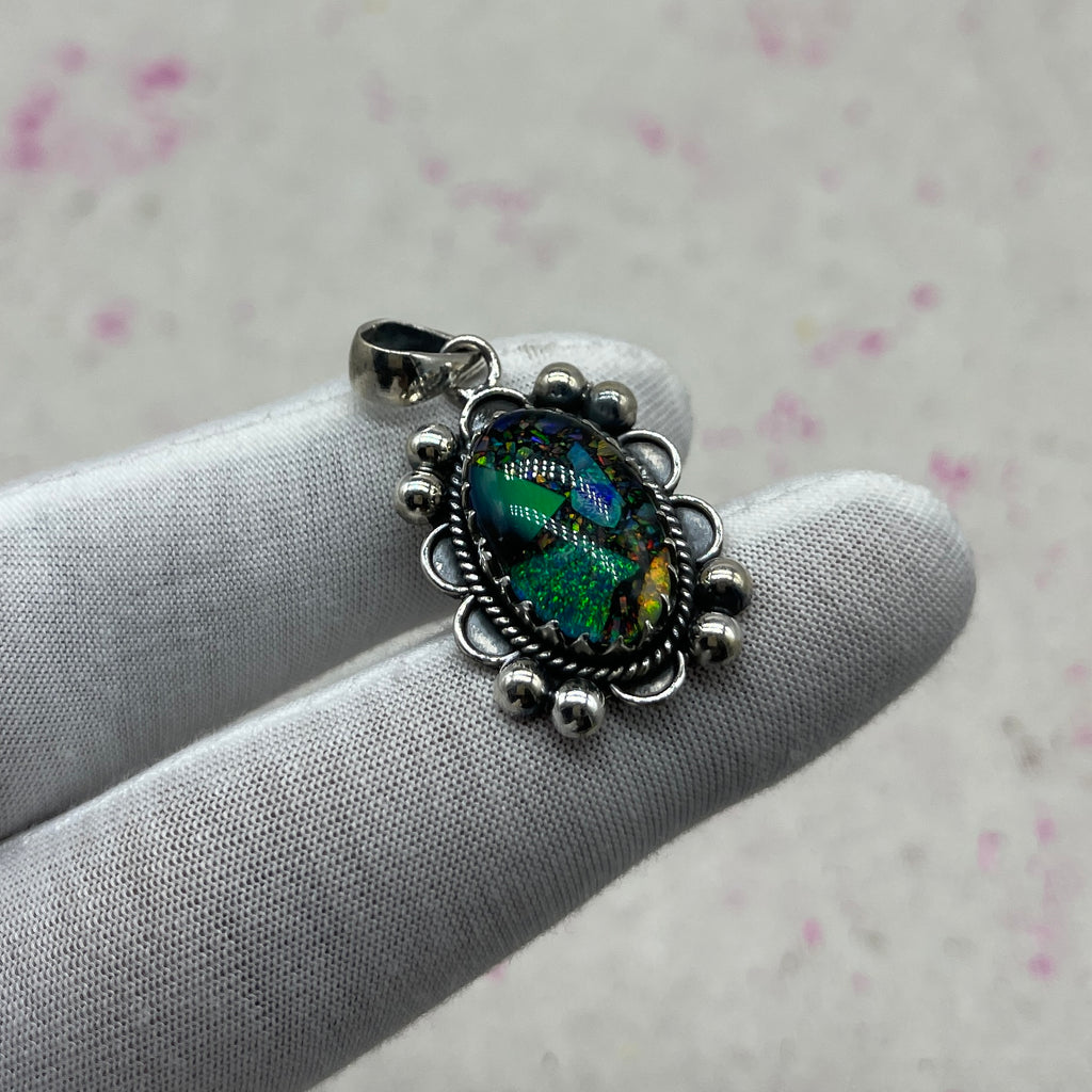 Glass Resin 925 Sterling Silver Handmade Pendant | Minimal Artistic Jewelry