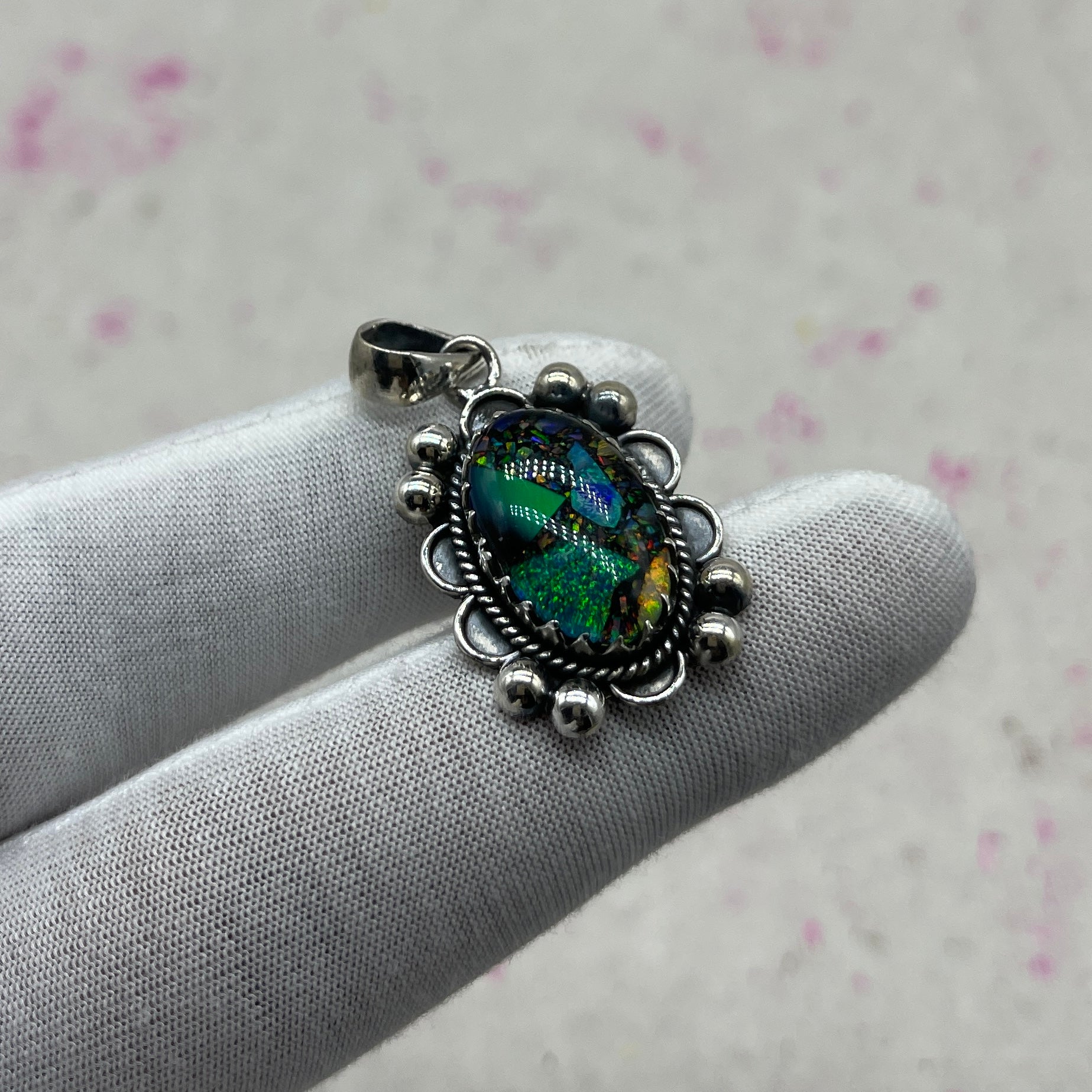 Glass Resin 925 Sterling Silver Handmade Pendant | Minimal Artistic Jewelry