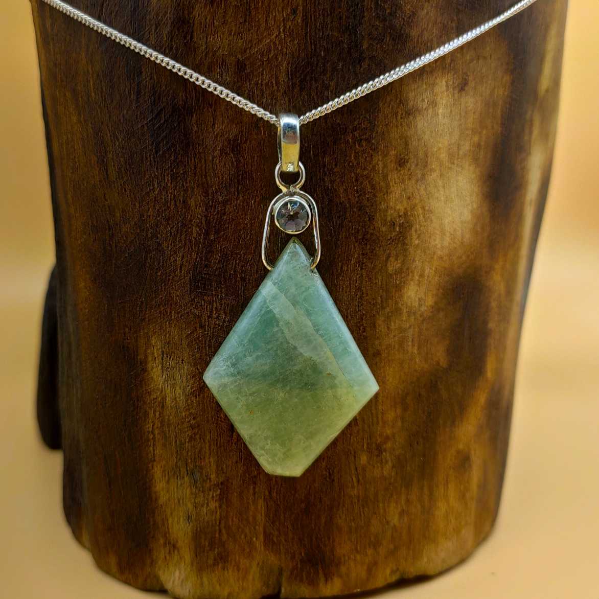 Amazonite 925 Silver Wire Wrapped Boho Pendant Necklace