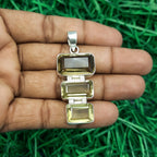 Lemon Topaz Glow Pendant – Handmade 925 Silver Nepali Designer Boho Piece