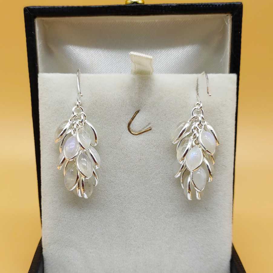 Artisan 925 Silver Moonstone GemStone Statement Earrings
