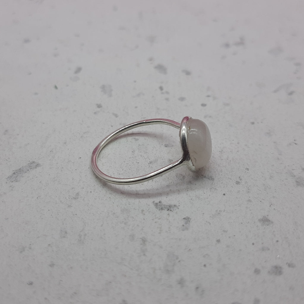 Moonstone 925 Silver Bezel Simple Ring For Women