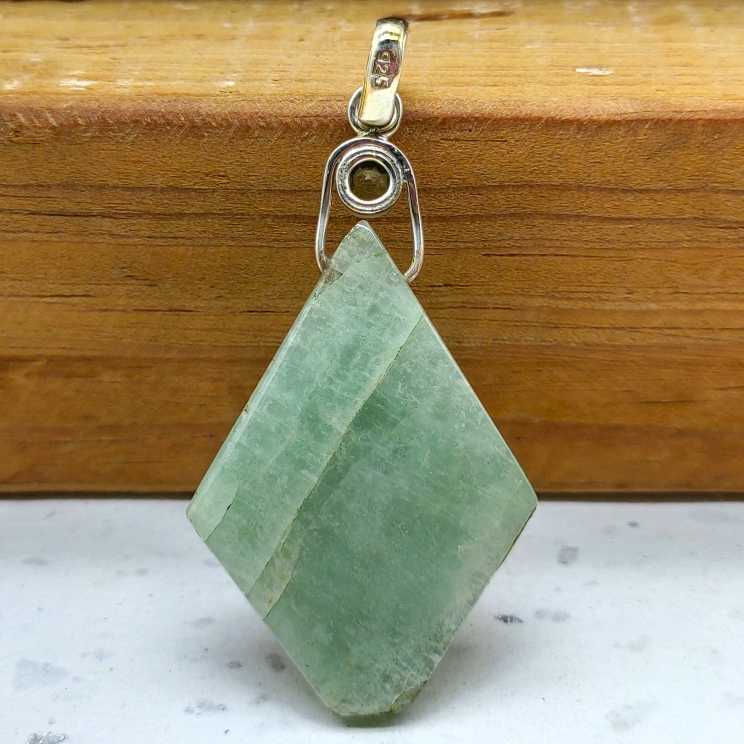 Amazonite 925 Silver Wire Wrapped Boho Pendant Necklace