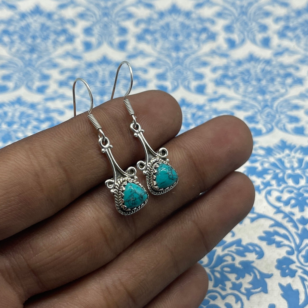Natural Turquoise 925 Sterling Silver Earrings – Fine Handcrafted Jewelry