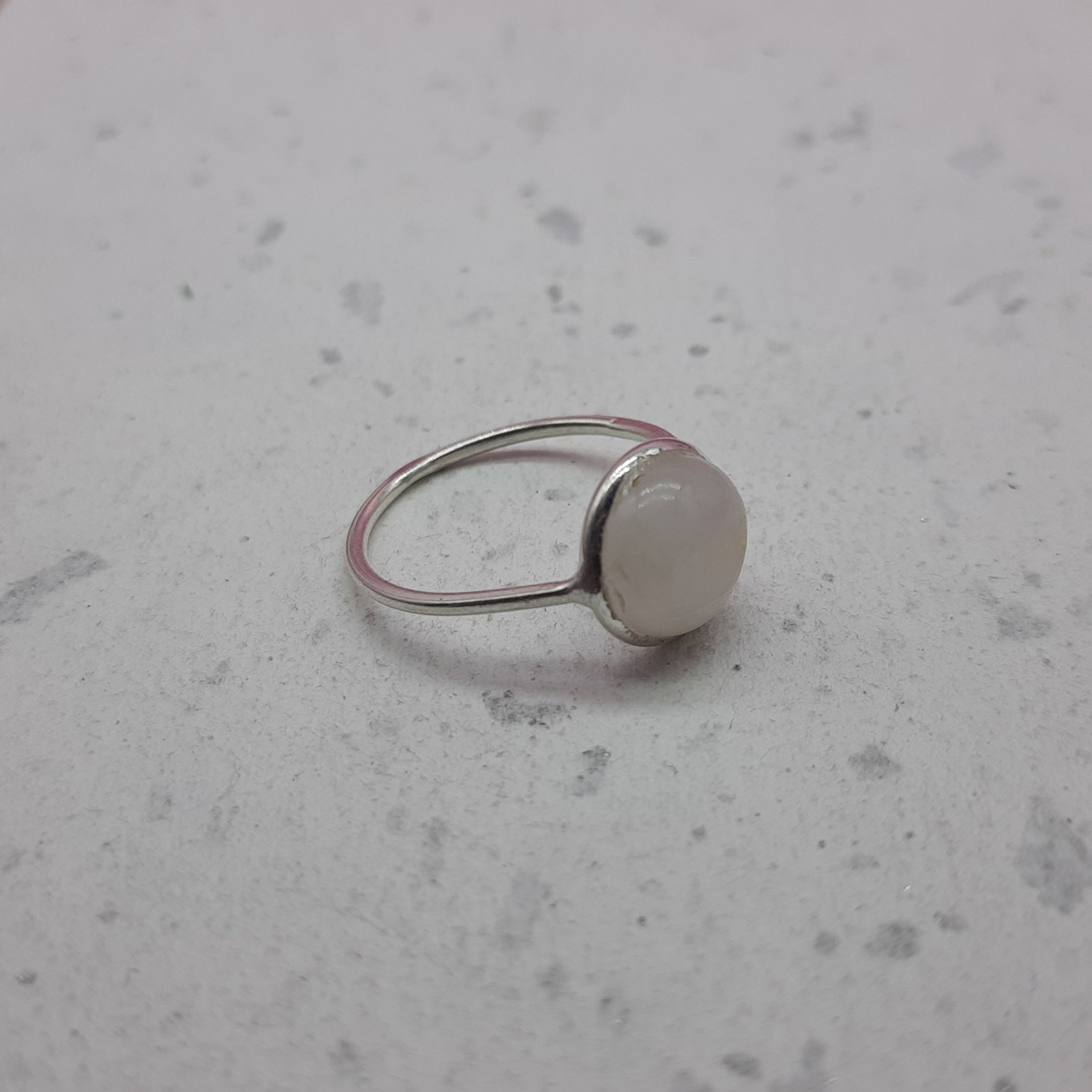 Moonstone 925 Silver Bezel Simple Ring For Women