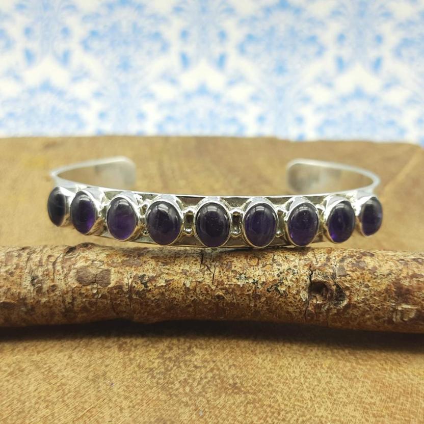 Classic Handmade 925 Sterling Silver Amethyst Bracelet Timeless Design