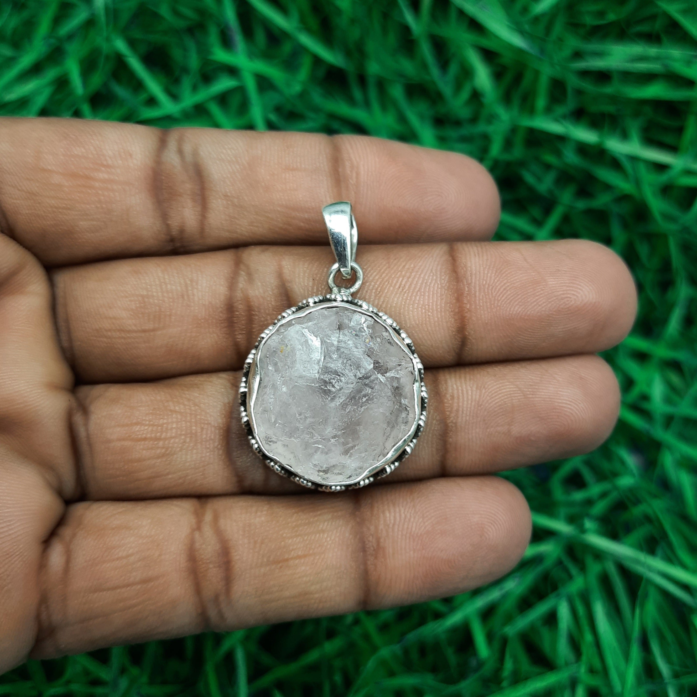 Rose Quartz Love Pendant – Handmade 925 Silver Romantic Bohemian Jewelry