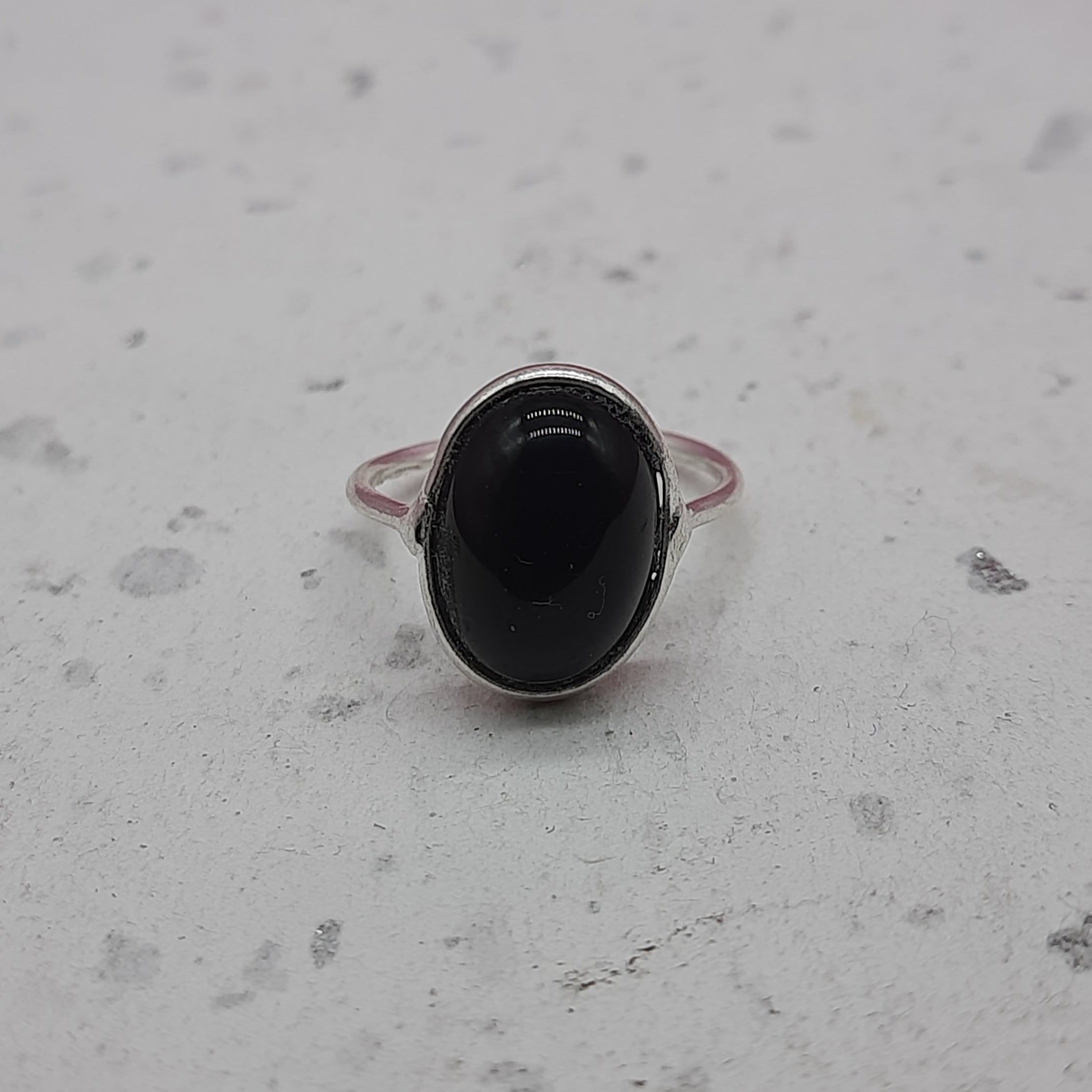 Black Onyx 925 Silver Bezel Simple Ring For Women