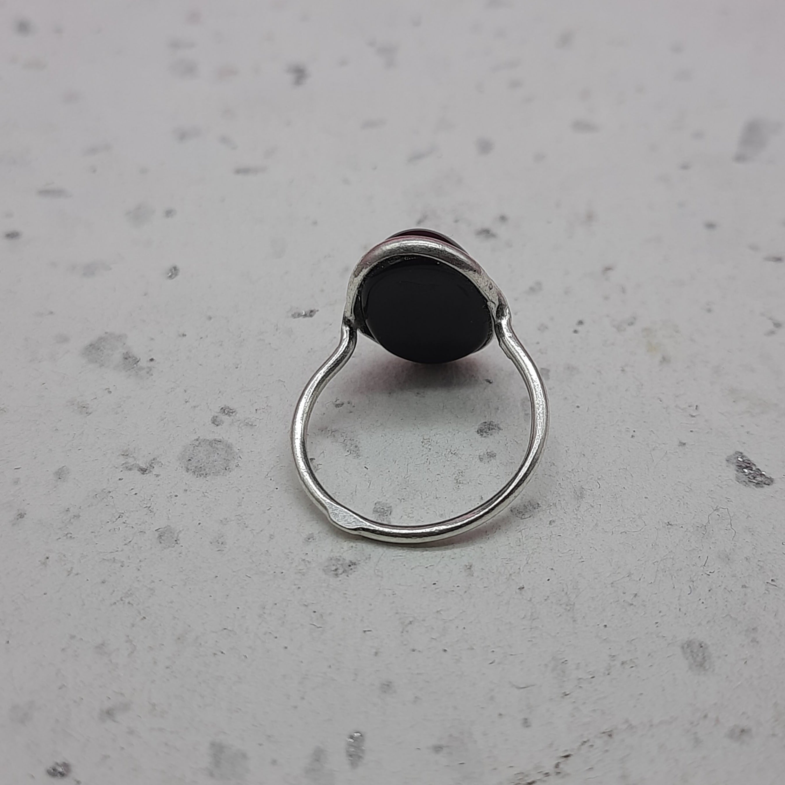 Black Onyx 925 Silver Bezel Simple Ring For Women