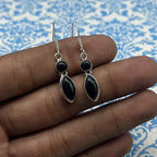 Bohemian Black Onyx Marquise Earrings – Handmade Silver Jewelry
