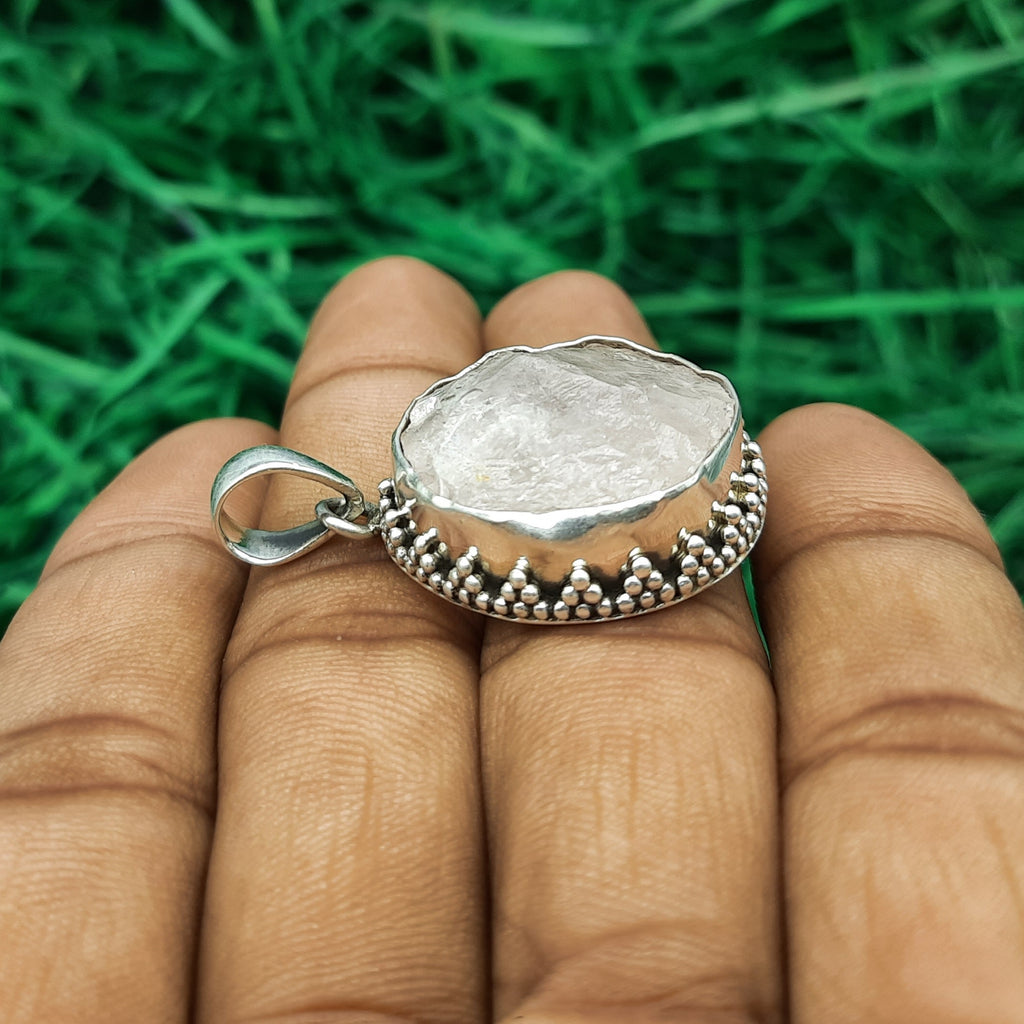 Rose Quartz Love Pendant – Handmade 925 Silver Romantic Bohemian Jewelry
