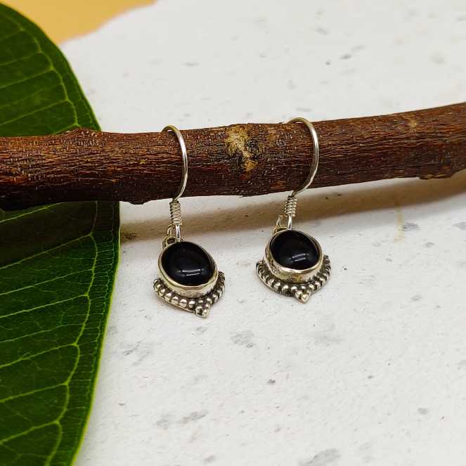 925 Sterling Silver Black Onyx Statement Earrings