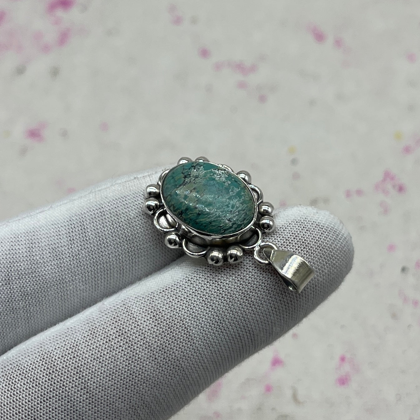 Tibet Turquoise 925 Sterling Silver Handmade Pendant | Vintage Tribal Pendant