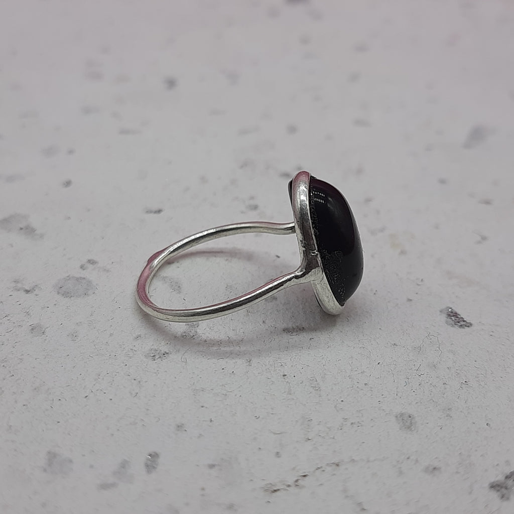 Black Onyx 925 Silver Bezel Simple Ring For Women