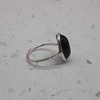 Black Onyx 925 Silver Bezel Simple Ring For Women