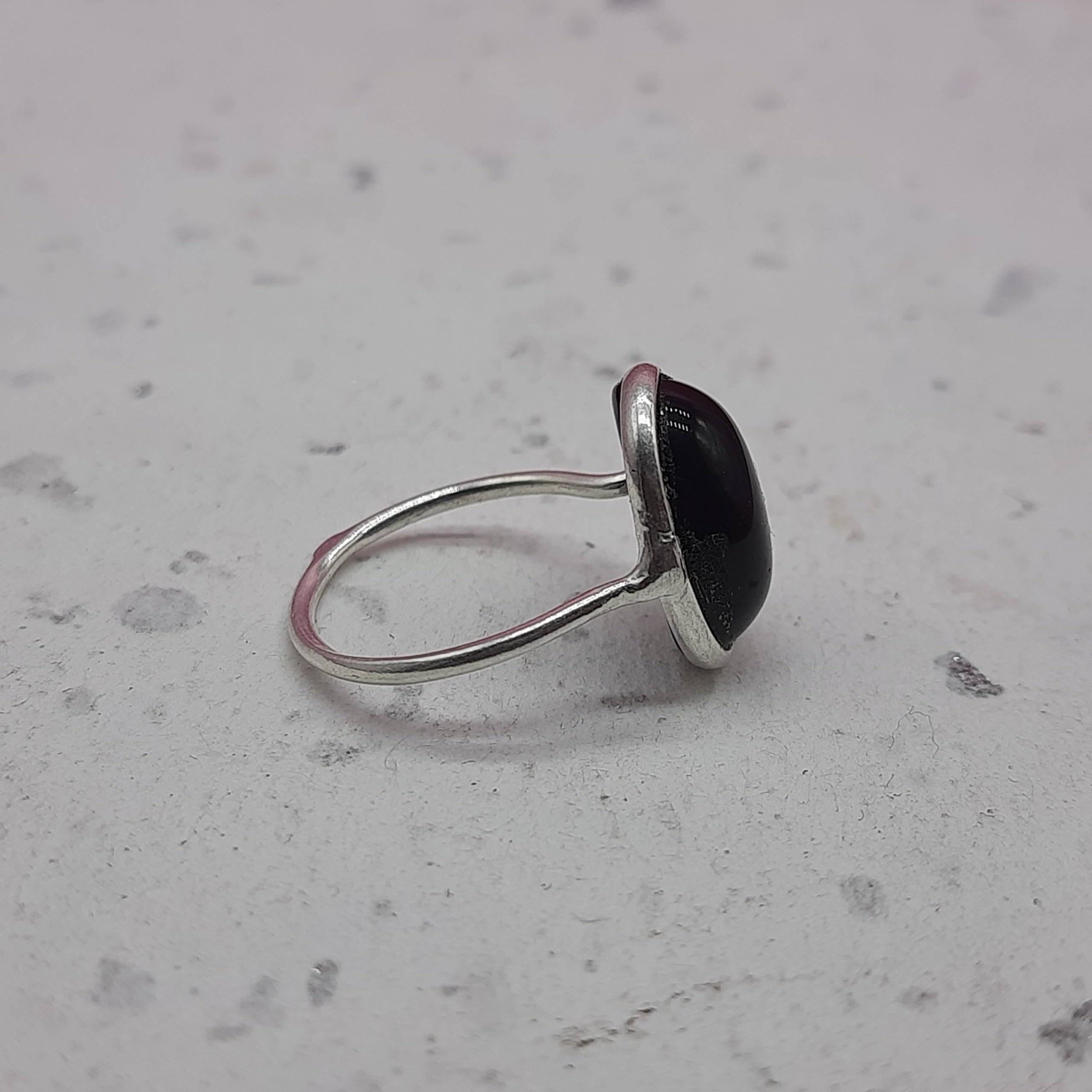 Black Onyx 925 Silver Bezel Simple Ring For Women