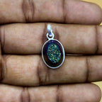 Titanium Druzy 925 Silver Dainty Chain Pendant Necklace