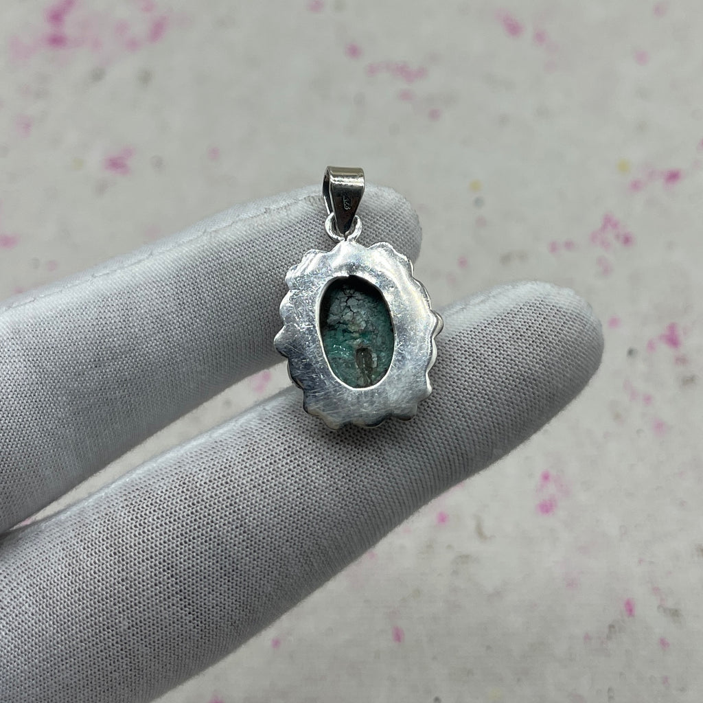 Tibet Turquoise 925 Sterling Silver Handmade Pendant | Vintage Tribal Pendant