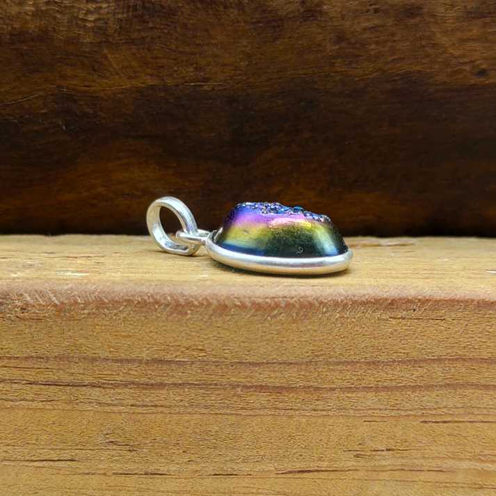 Titanium Druzy 925 Silver Dainty Chain Pendant Necklace