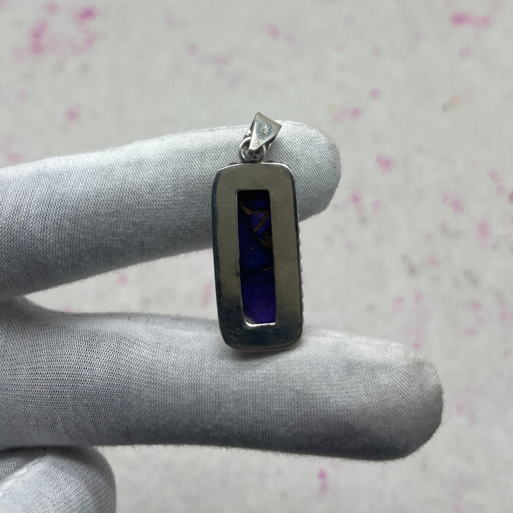 Purple Dahlia Turquoise 925 Sterling Silver Pendant – Handmade Designer Jewelry