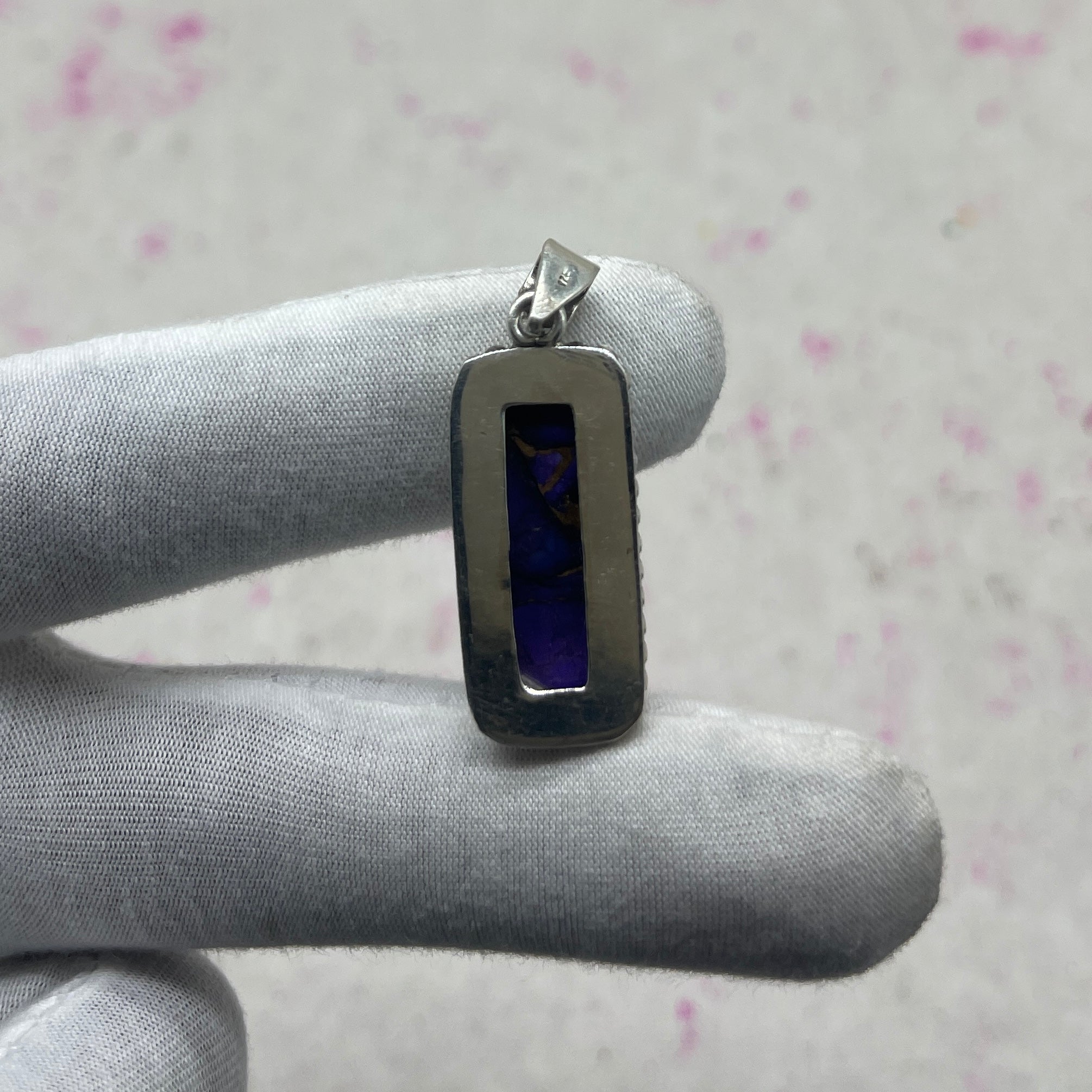 Purple Dahlia Turquoise 925 Sterling Silver Pendant – Handmade Designer Jewelry