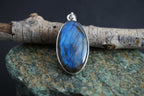 Blue Flash Labradorite 925 Silver Pendant Indian Boho Jewelry