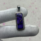 Purple Dahlia Turquoise 925 Sterling Silver Pendant – Handmade Designer Jewelry