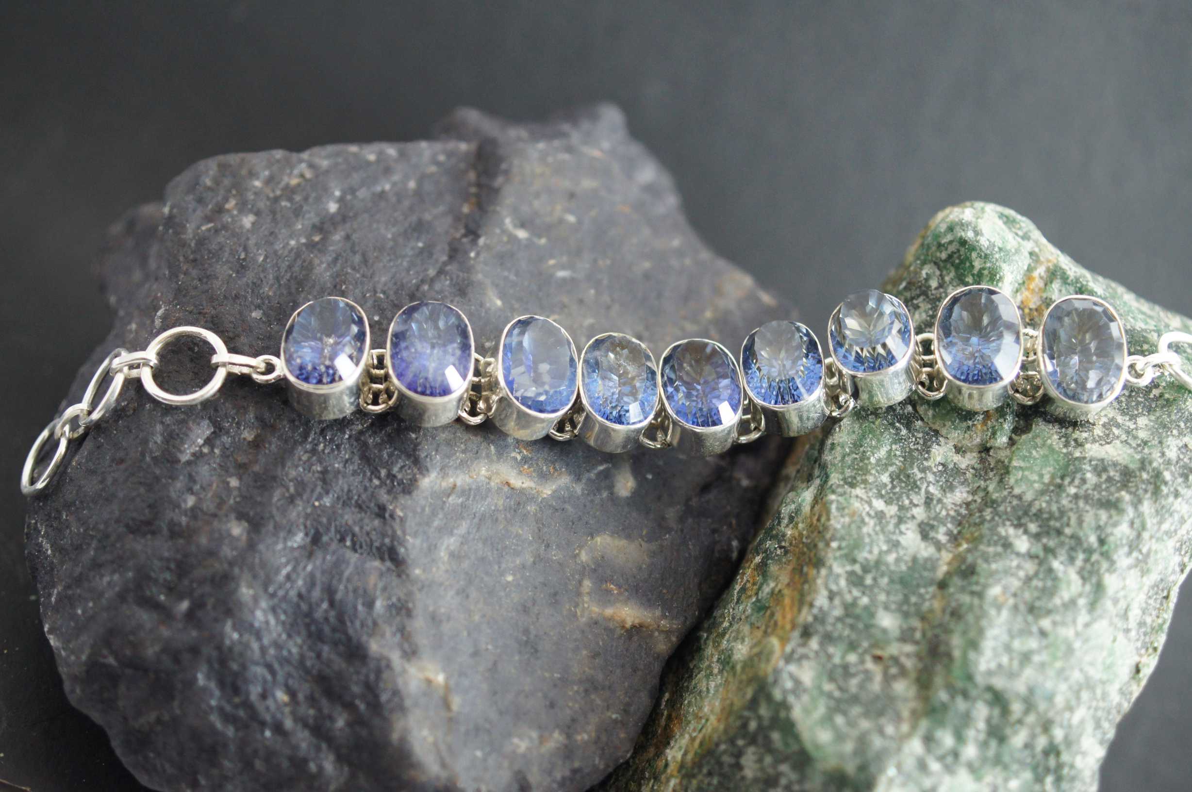 Artisan Blue Mystic Topaz Nepali Work Sterling Silver Bracelet