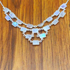 Rainbow Moonstone 925 Silver Classic Necklace Gift Party