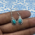 925 Silver Turquoise Gemstone Earring - Natural Oval Gemstone