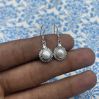 Elegant Pearl Round Earrings – 925 Sterling Silver Statement Jewelry
