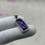 Purple Dahlia Turquoise 925 Sterling Silver Pendant – Handmade Designer Jewelry