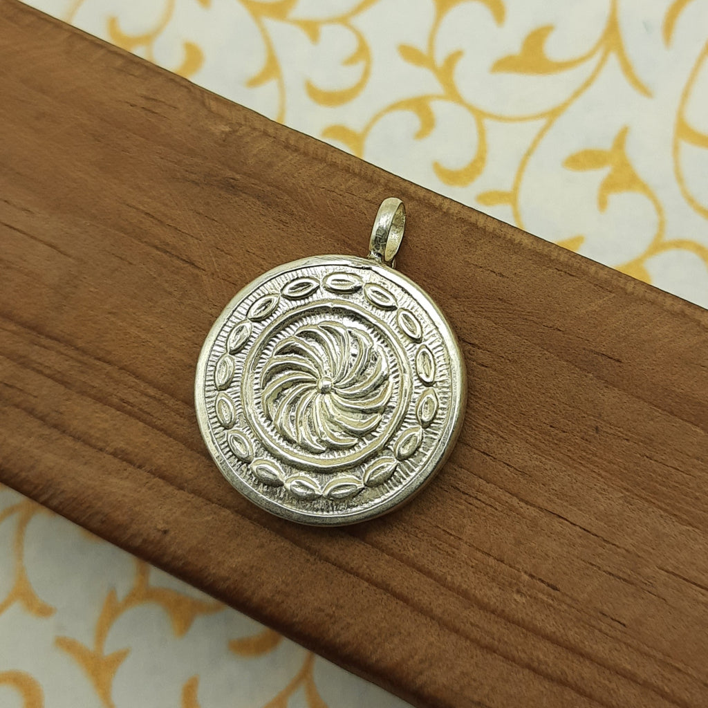 Goddess Saraswati Hand-Painted Pendant in 925 Sterling Silver – Elegant Devotional Charm