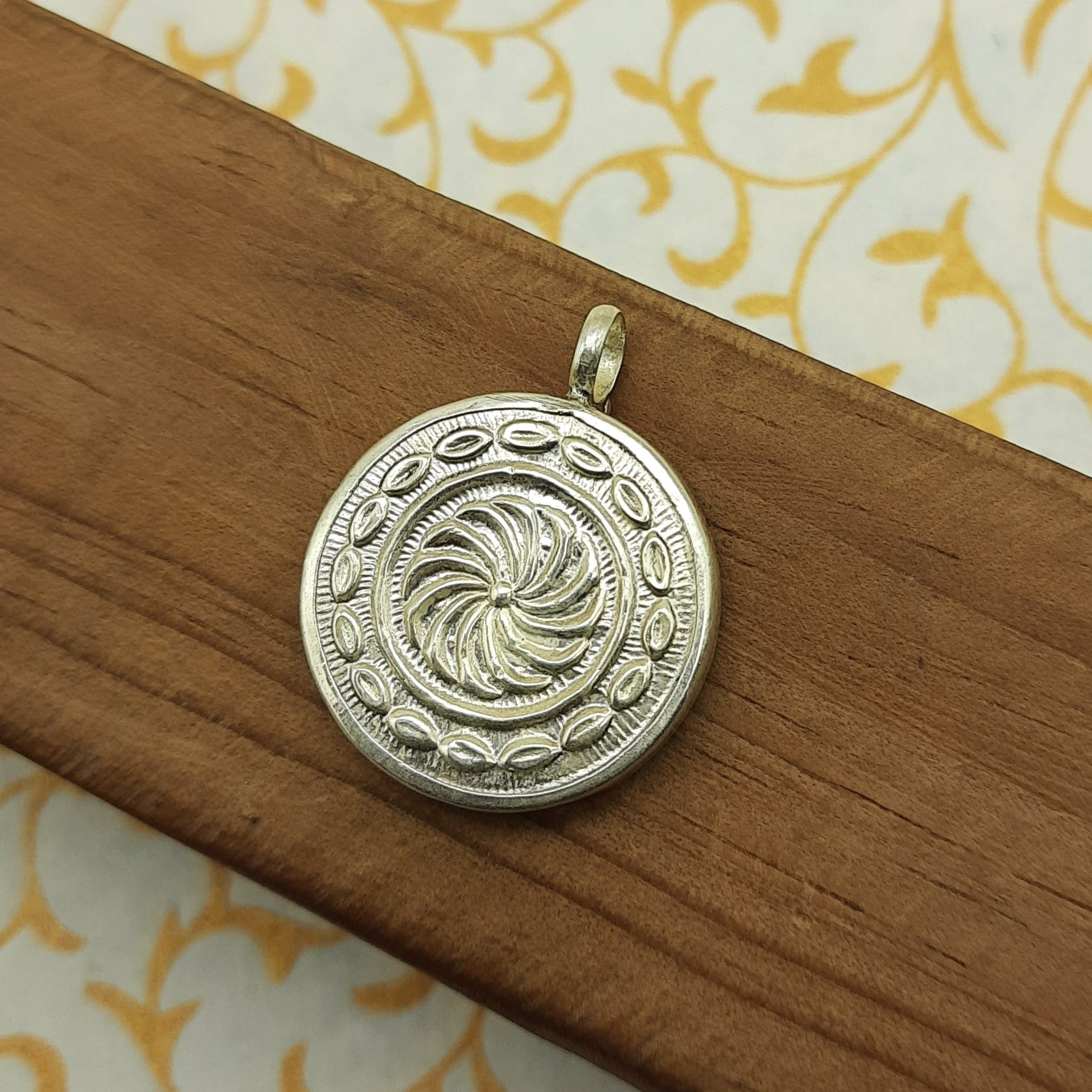 Goddess Saraswati Hand-Painted Pendant in 925 Sterling Silver – Elegant Devotional Charm