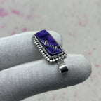 Purple Dahlia Turquoise 925 Sterling Silver Pendant – Handmade Designer Jewelry