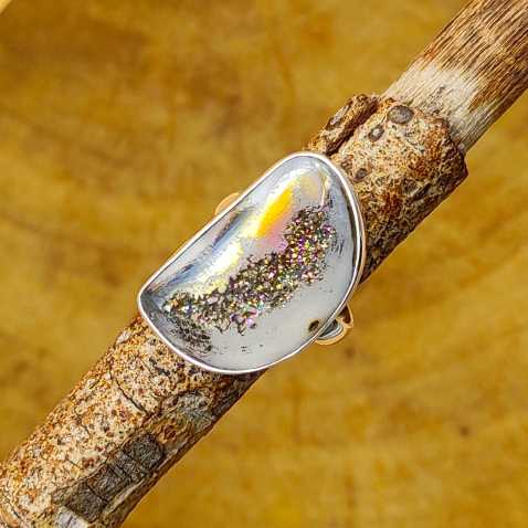 Fancy Shape Window Druzy Gemstone Designer 925 Sterling Silver Ring