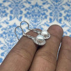 Elegant Pearl Round Earrings – 925 Sterling Silver Statement Jewelry