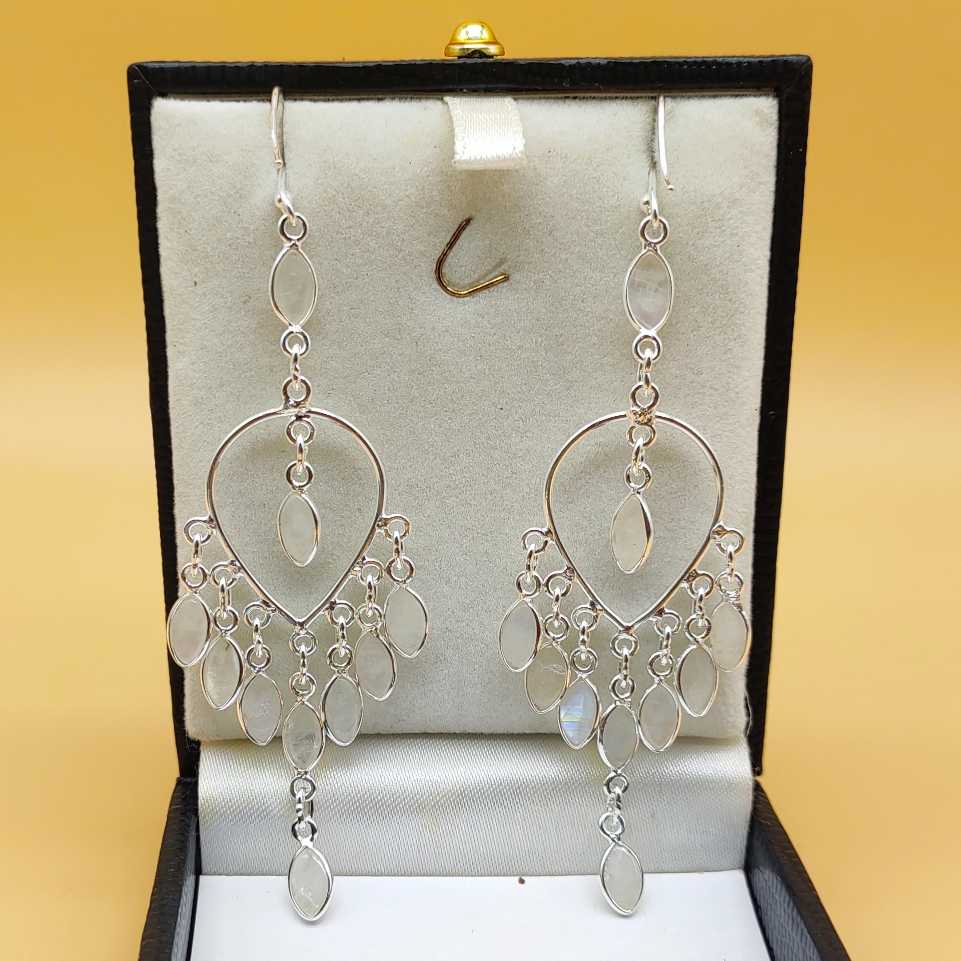 Elegant Silver Statement Chandelier Earrings